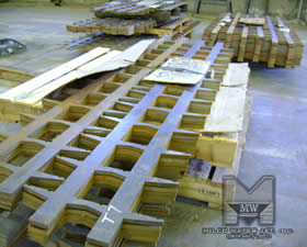Waterjet Cut 1 inch thick steel beams for Aliante Hotel and Casino in Las Vegas - Raw Stock and Palletized